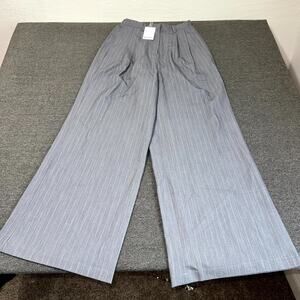 Walter Baker Kaiden Pants Womens Medium Heather Gray Pin Stripe Pleated Front